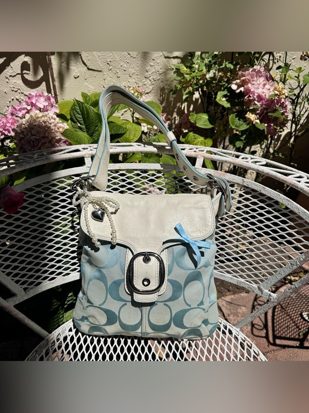 Rare Y2K Coach Blue Monogramed Bag